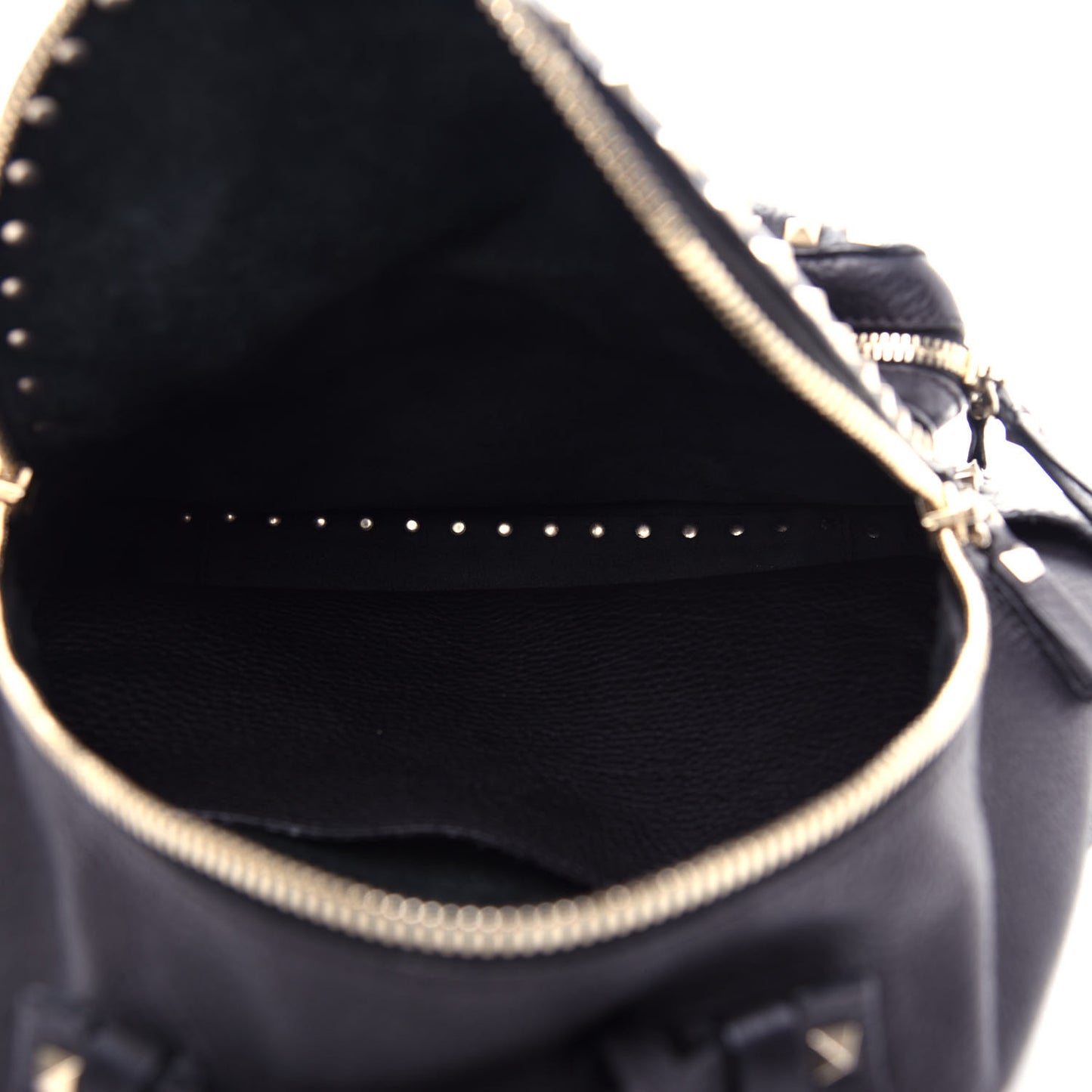 Grained Calfskin Medium Rockstud Backpack Black