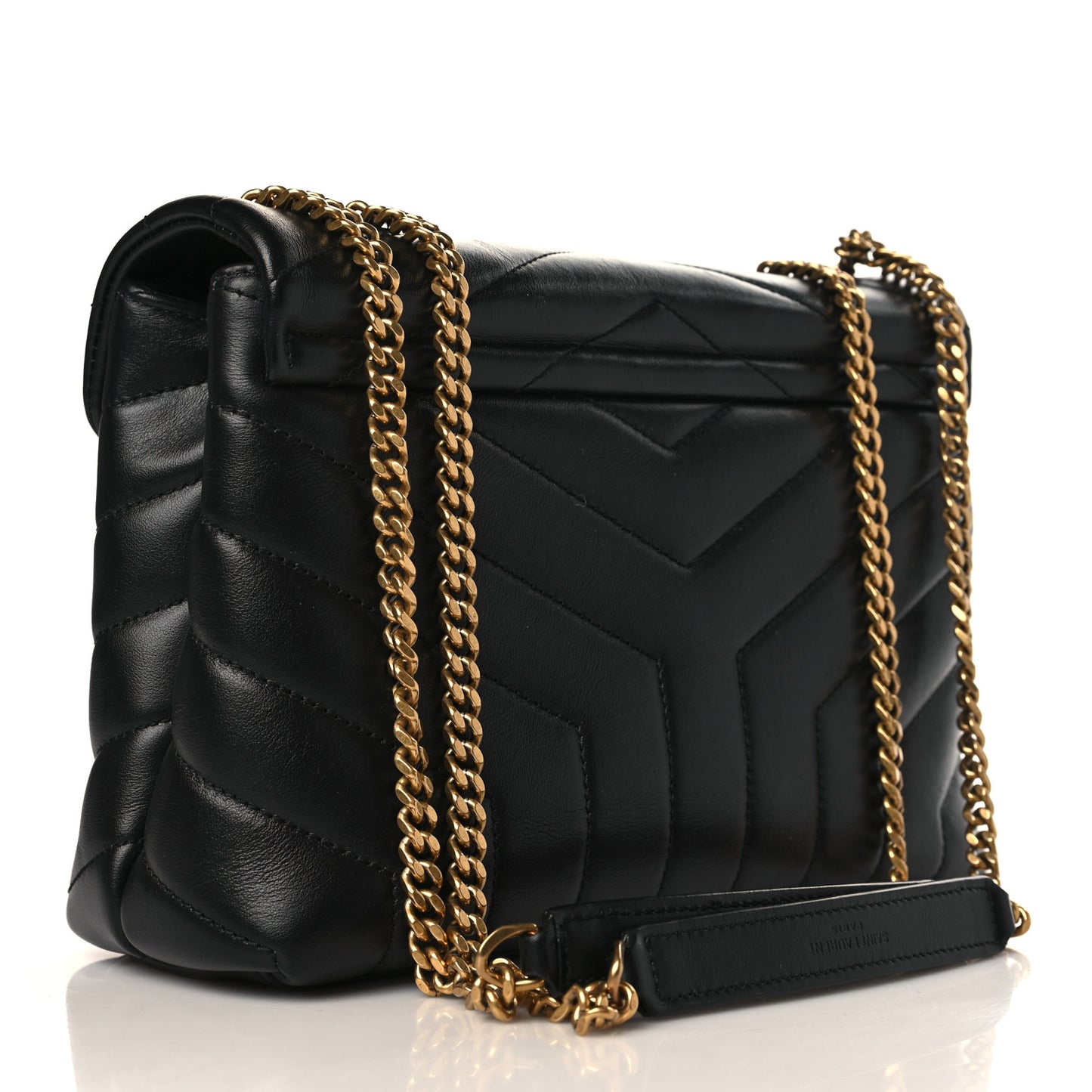 Calfskin Y Quilted Monogram Small Loulou Chain Satchel Black
