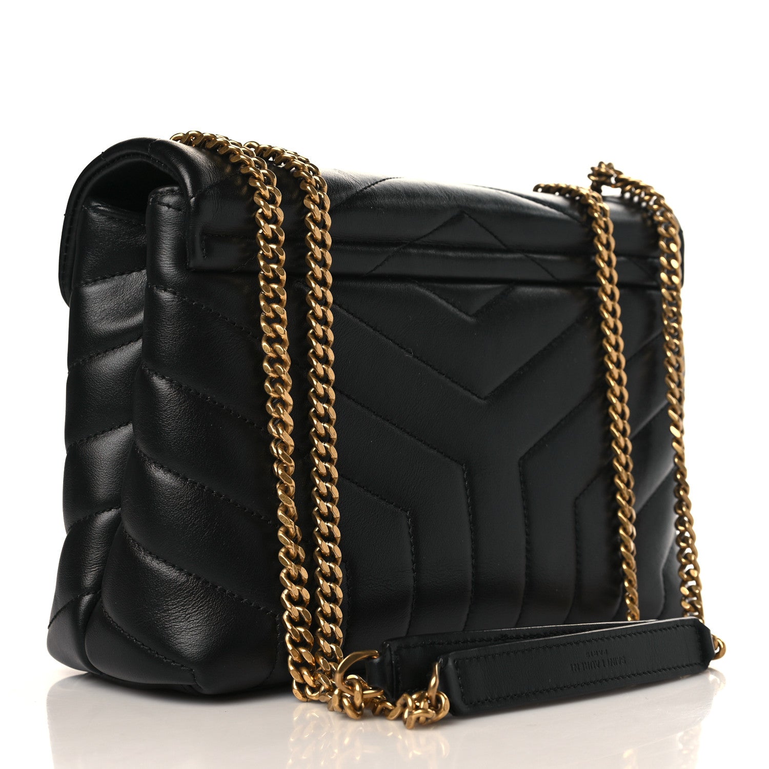 Saint Laurent Calfskin Y Quilted Monogram Small Loulou Chain Satchel Black 3 of 10