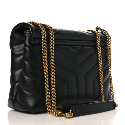 Saint Laurent Calfskin Y Quilted Monogram Small Loulou Chain Satchel Black 3 of 10