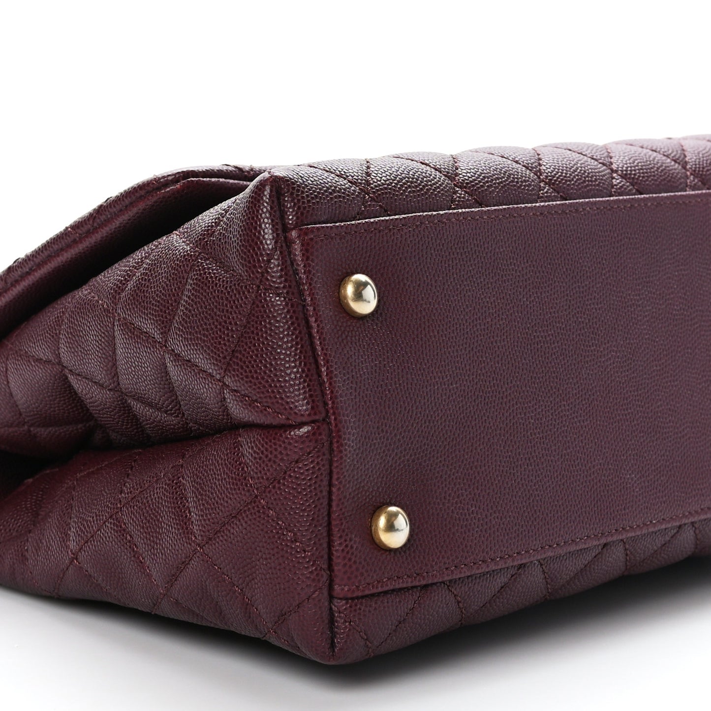 Caviar Lizard Embossed Quilted Small Coco Handle Flap Burgundy