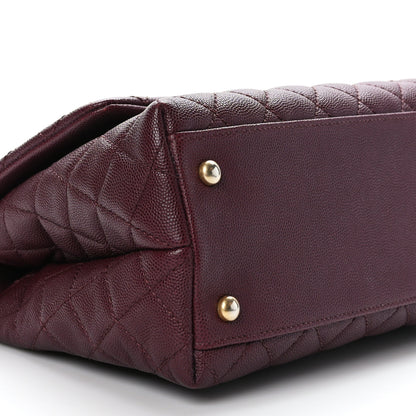 Chanel Caviar Lizard Embossed Quilted Small Coco Handle Flap Burgundy 8 of 9