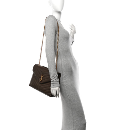 Saint Laurent Calfskin Y Quilted Monogram Medium Loulou Chain Satchel Soil Brown 2 of 11