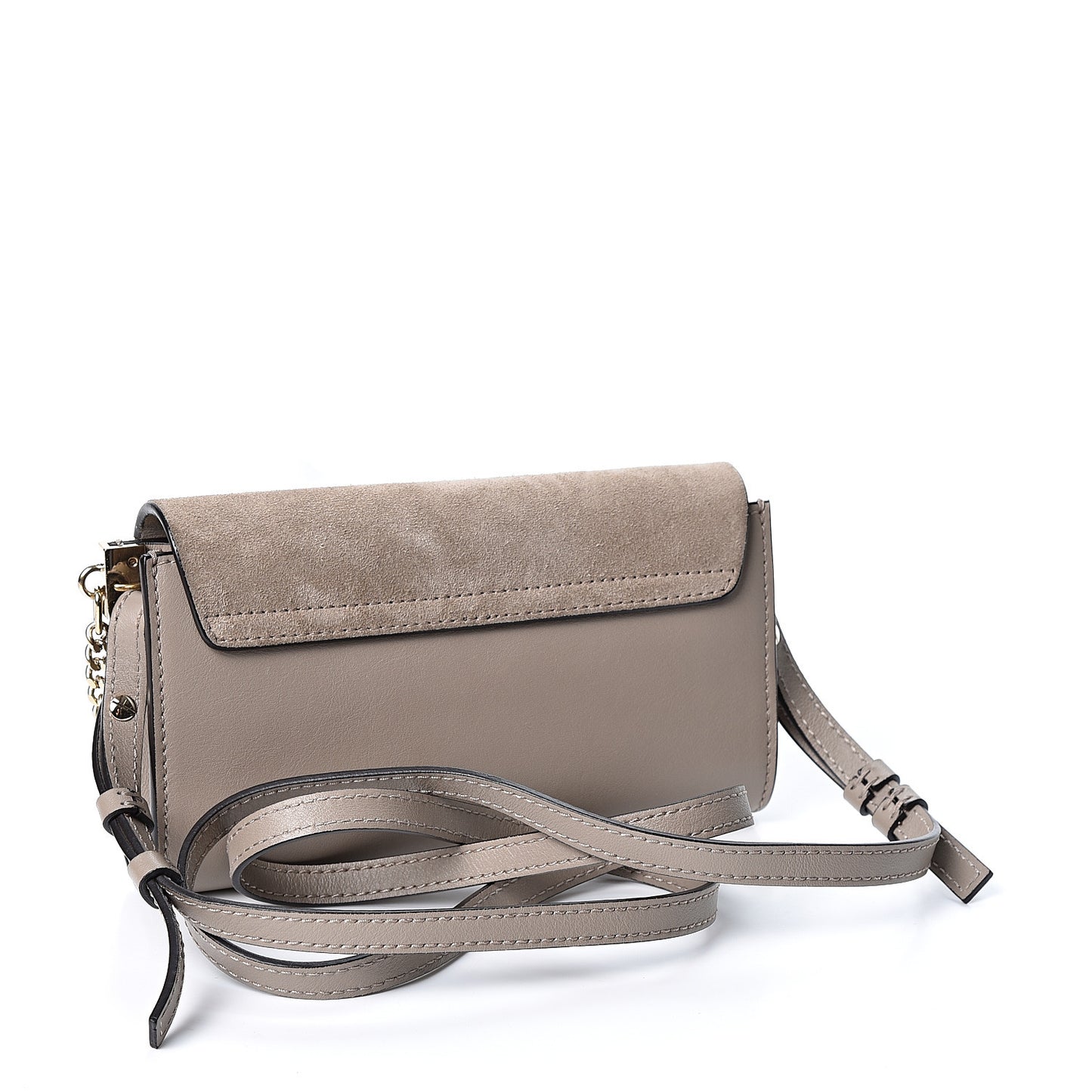 Suede Calfskin Mini Faye Shoulder Bag Motty Grey
