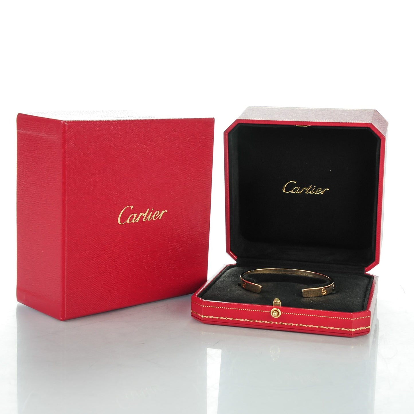18K Yellow Gold LOVE Cuff Bracelet 19