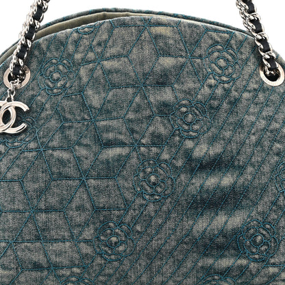 Chanel Denim Camellia Embroidered Medium Just Mademoiselle Blue 9 of 11