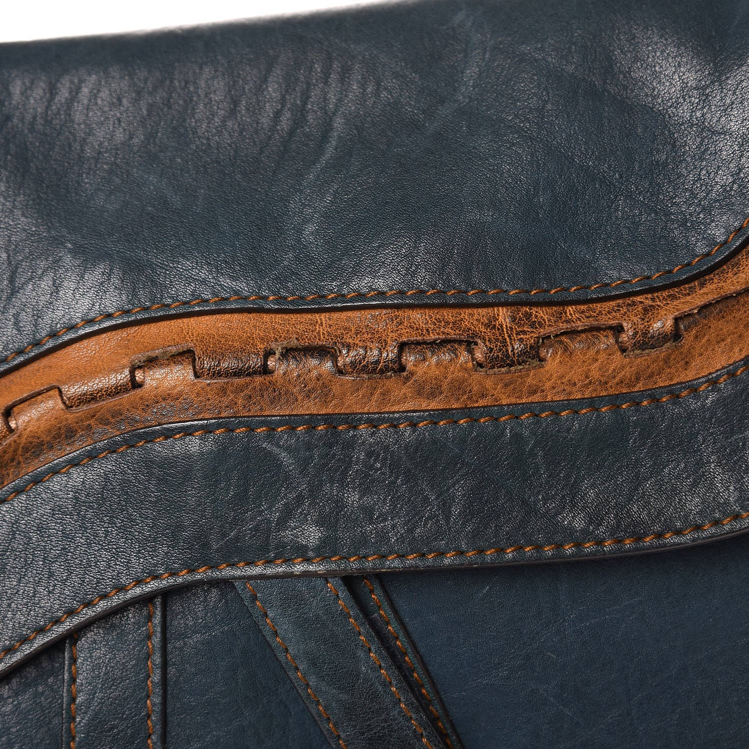 Christian Dior Calfskin Gaucho Saddle Bag Blue 14 of 15