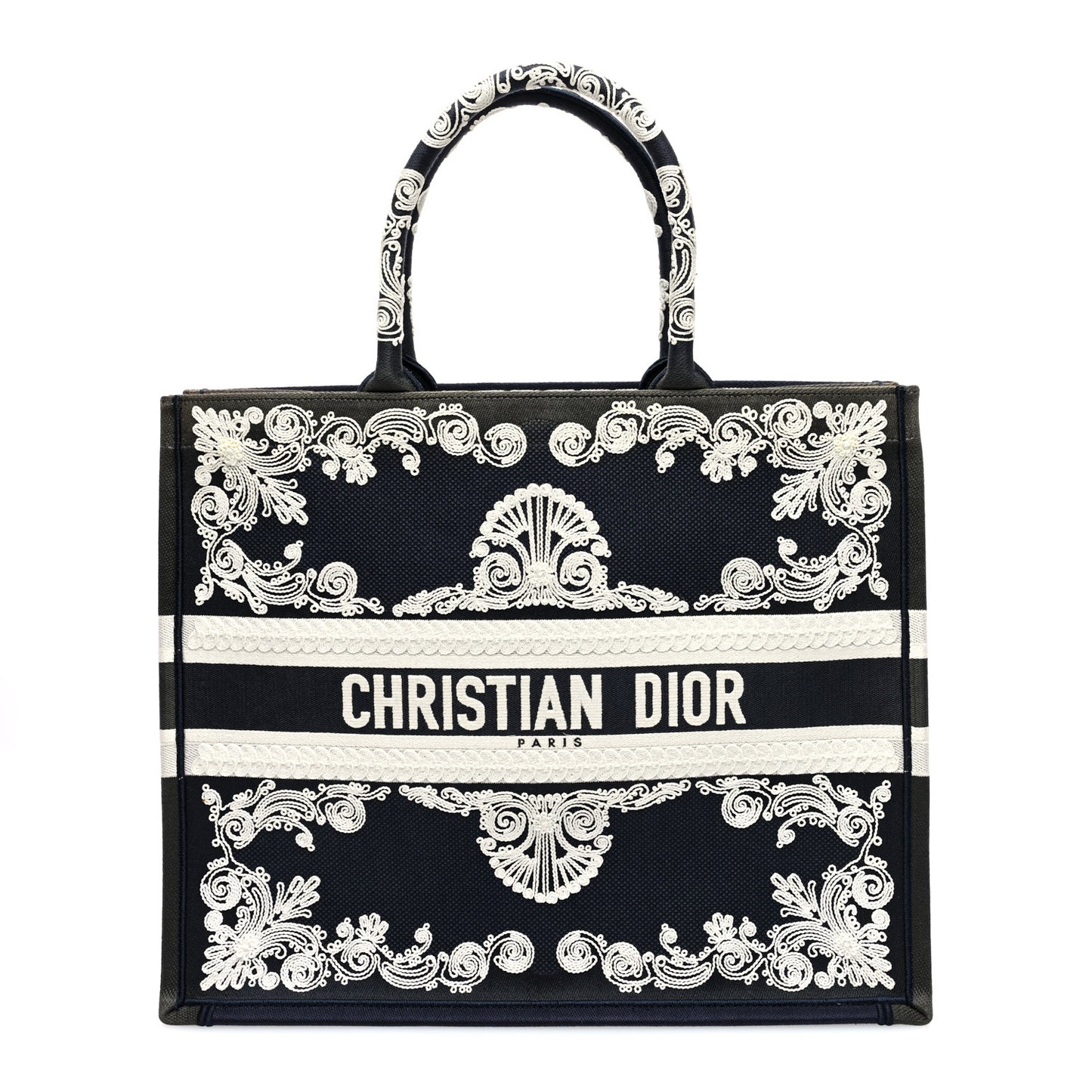 Canvas Embroidered Cornely Book Tote Blue White