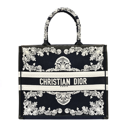 Christian Dior Canvas Embroidered Cornely Book Tote Blue White 1 of 10