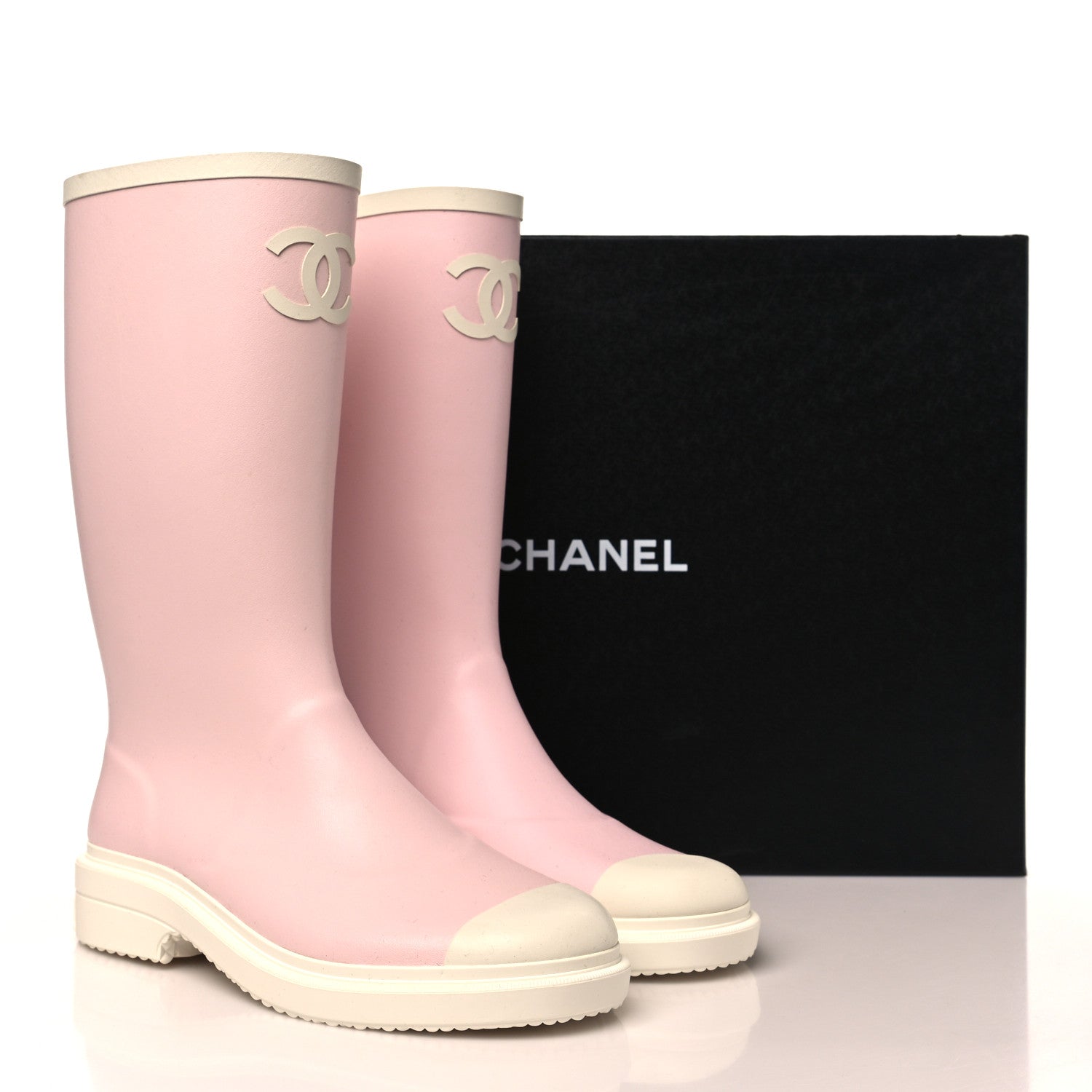 Chanel Caoutchouk CC High Boots 40 Light Pink White 9 of 9