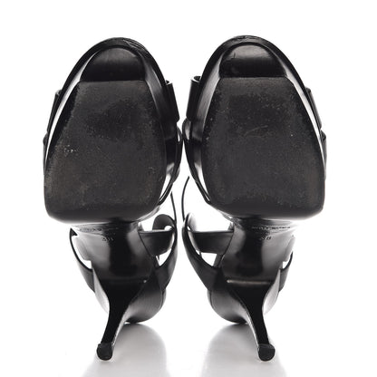Saint Laurent Calfskin Tribute 75 Platform Sandals 38 Black 7 of 9