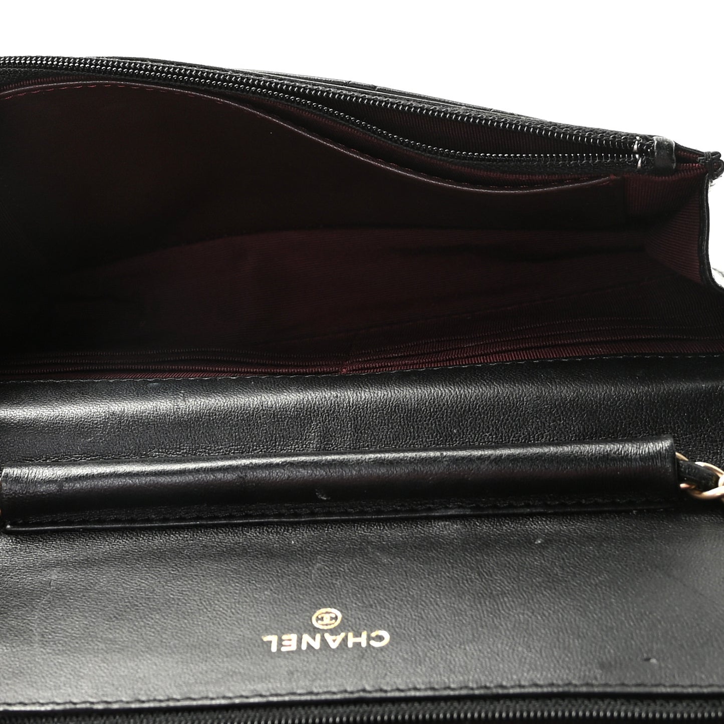 Lambskin Quilted Wallet On Chain WOC Black