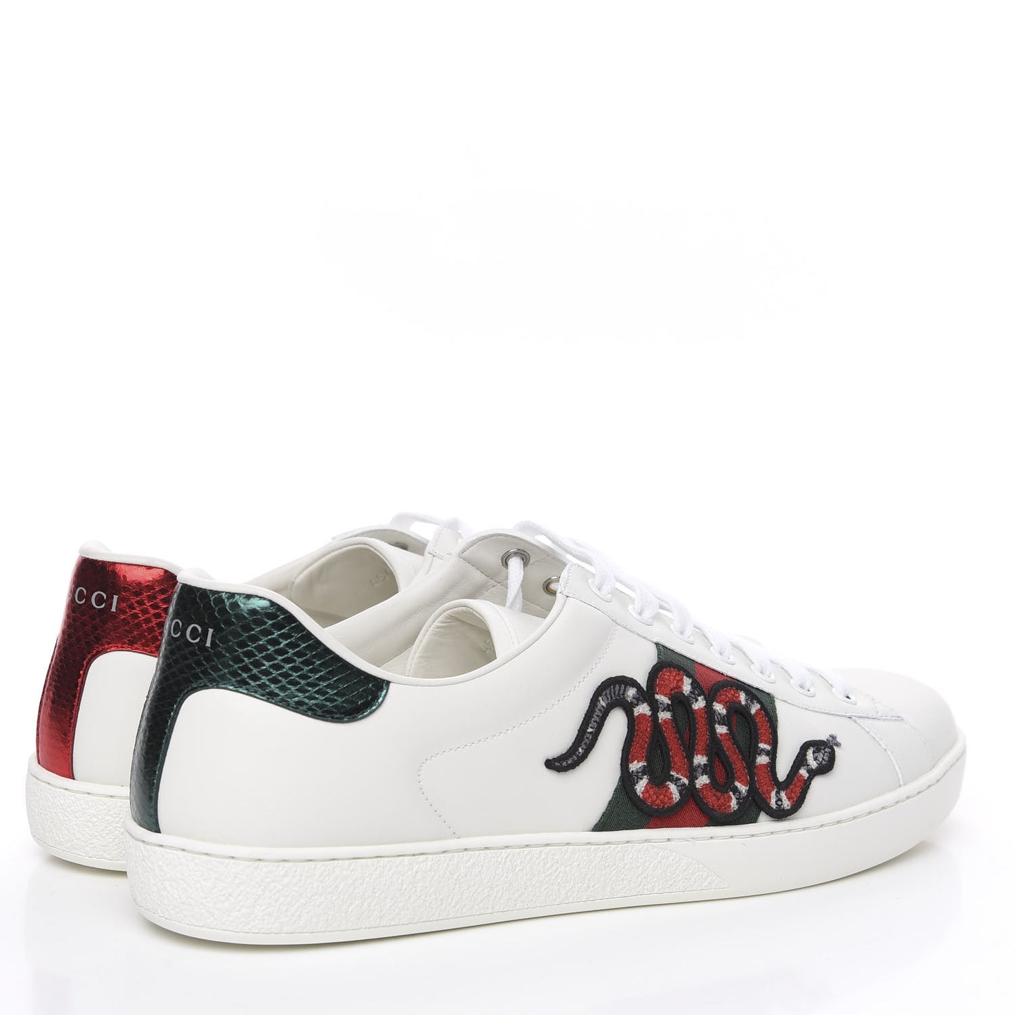 Calfskin Ayers Kingsnake Embroidered Mens Ace Sneakers 11 Green Red