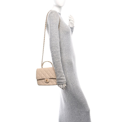 Chanel Lambskin Quilted Metal Enamel Chain Top Handle Square Flap Beige 2 of 11