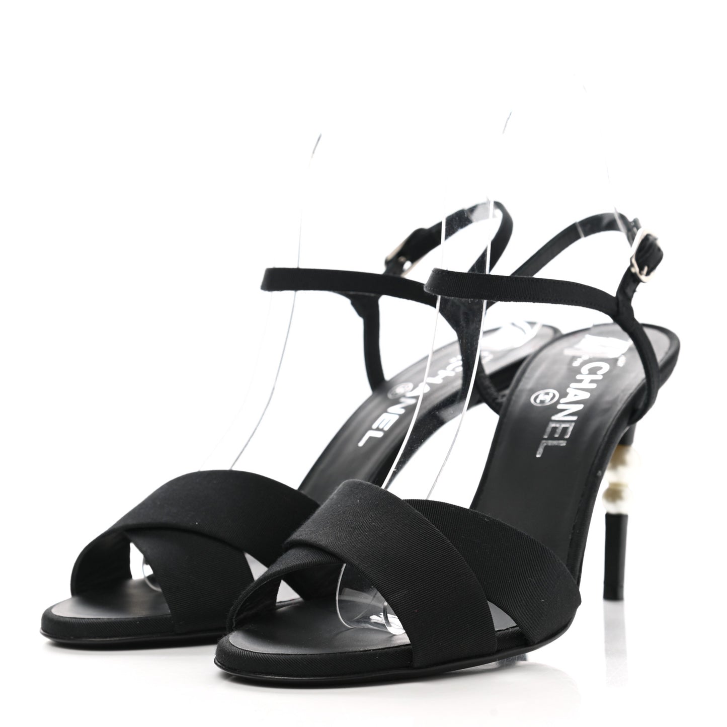 Grosgrain Pearl Sandals 38.5 Black
