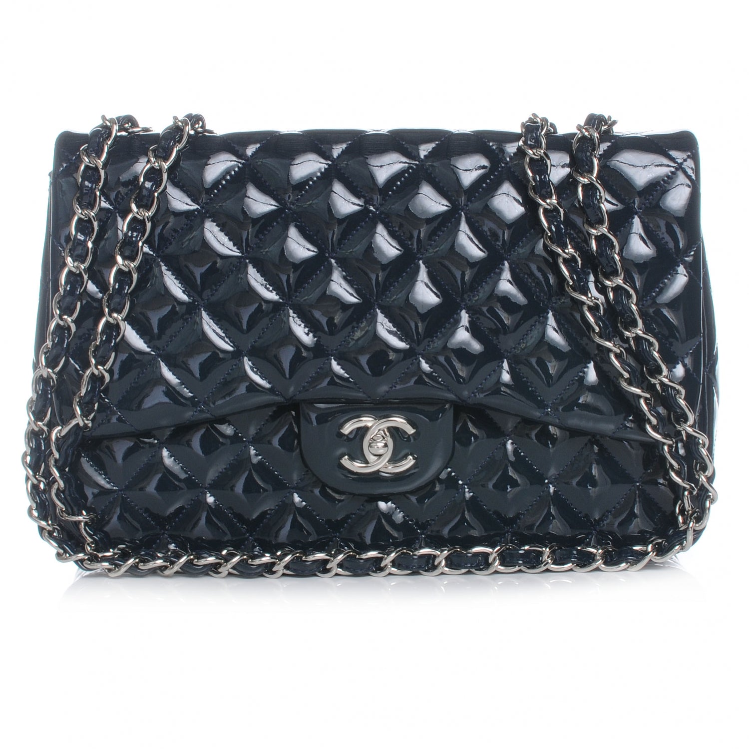 Chanel Patent Jumbo Single Flap Navy 1 of 8