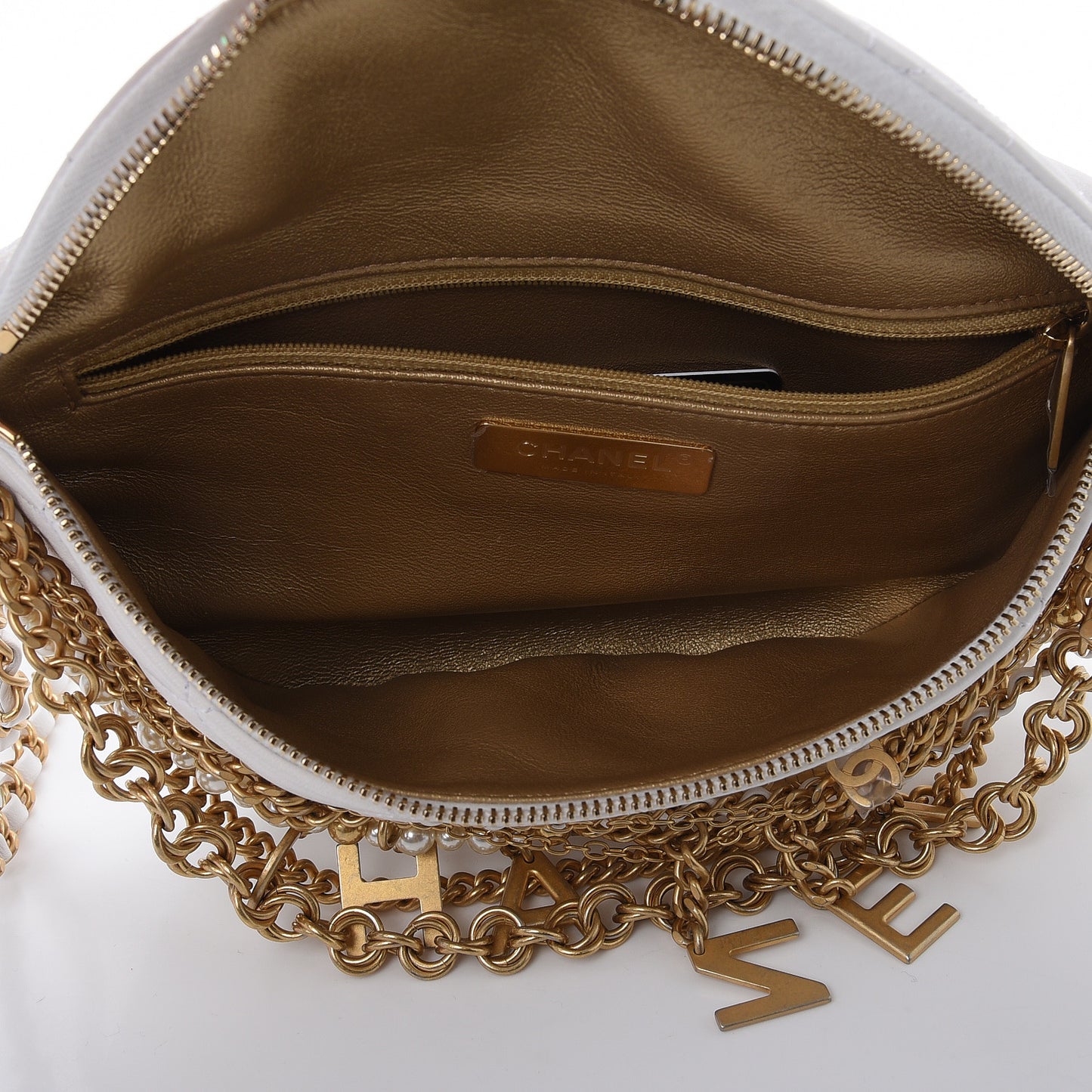 Lambskin Quilted All About Chains Waist Belt Bag White