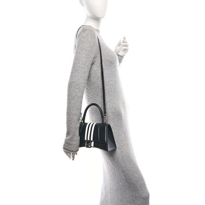Balenciaga X ADIDAS Shiny Box Calfskin Small Hourglass Top Handle Bag Black White 2 of 9