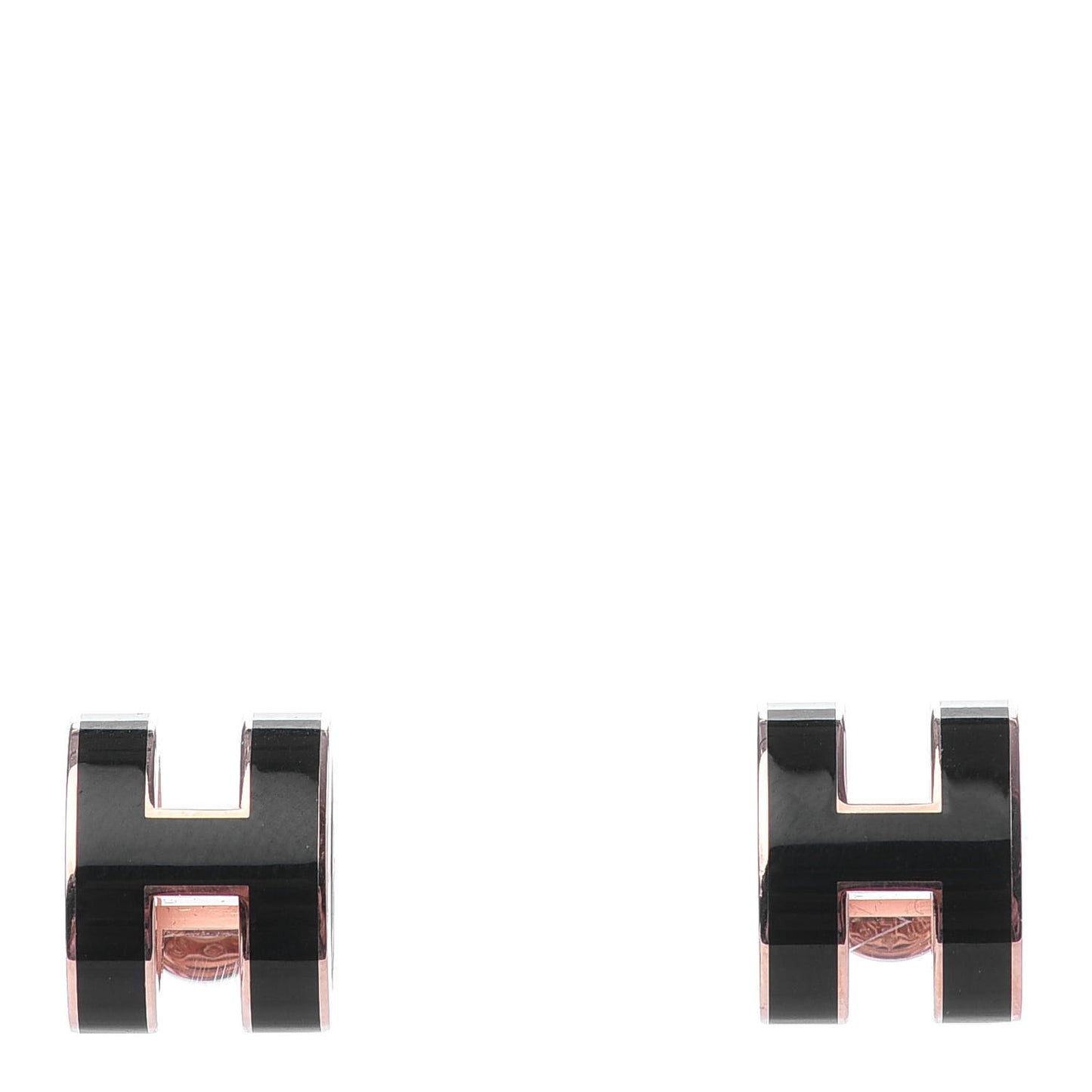 Rose Gold Lacquered Pop H Earrings Black