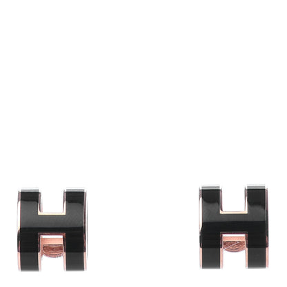Hermes Rose Gold Lacquered Pop H Earrings Black 1 of 4