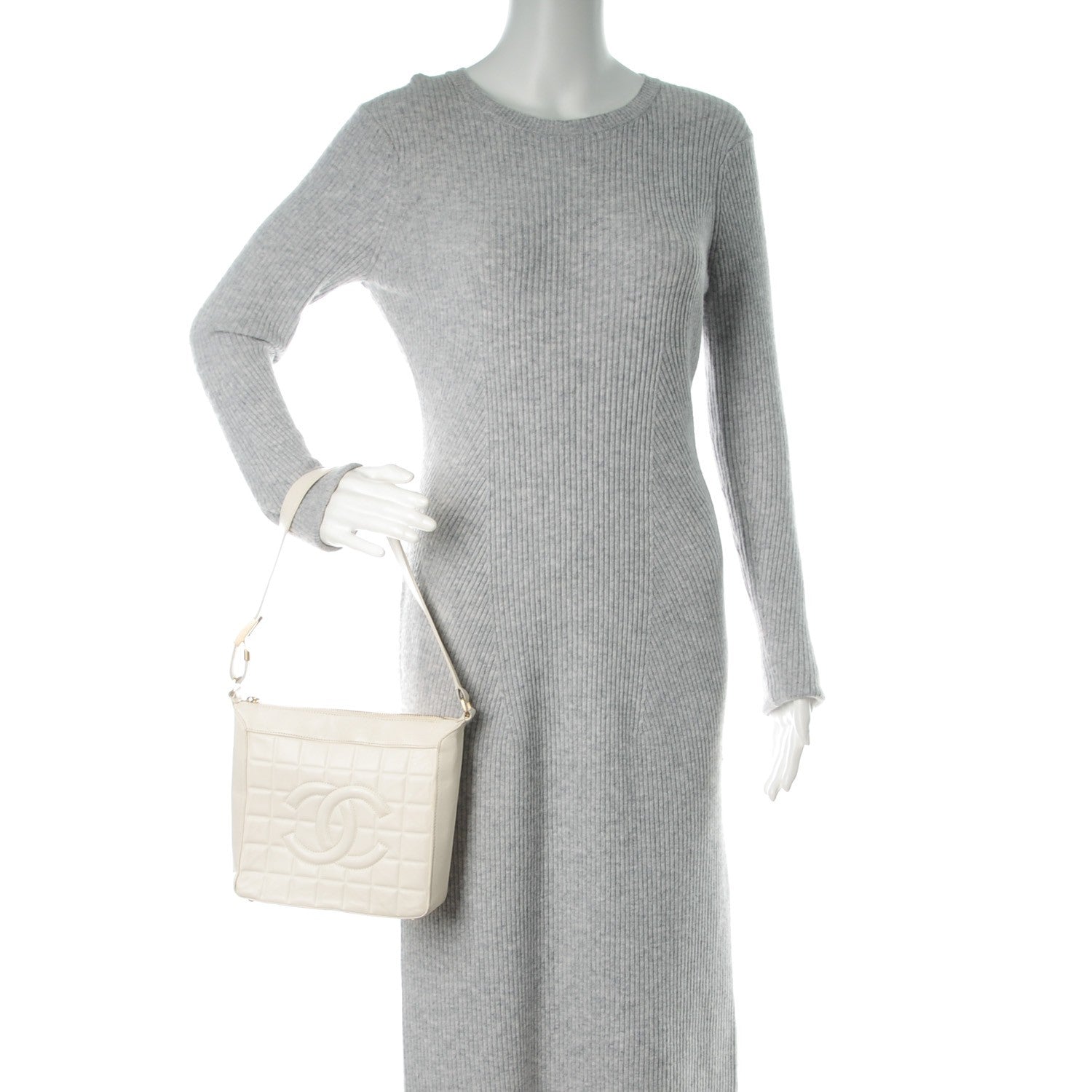 Chanel Lambskin Chocolate Bar Quilted Small Shoulder Bag White 2 of 10