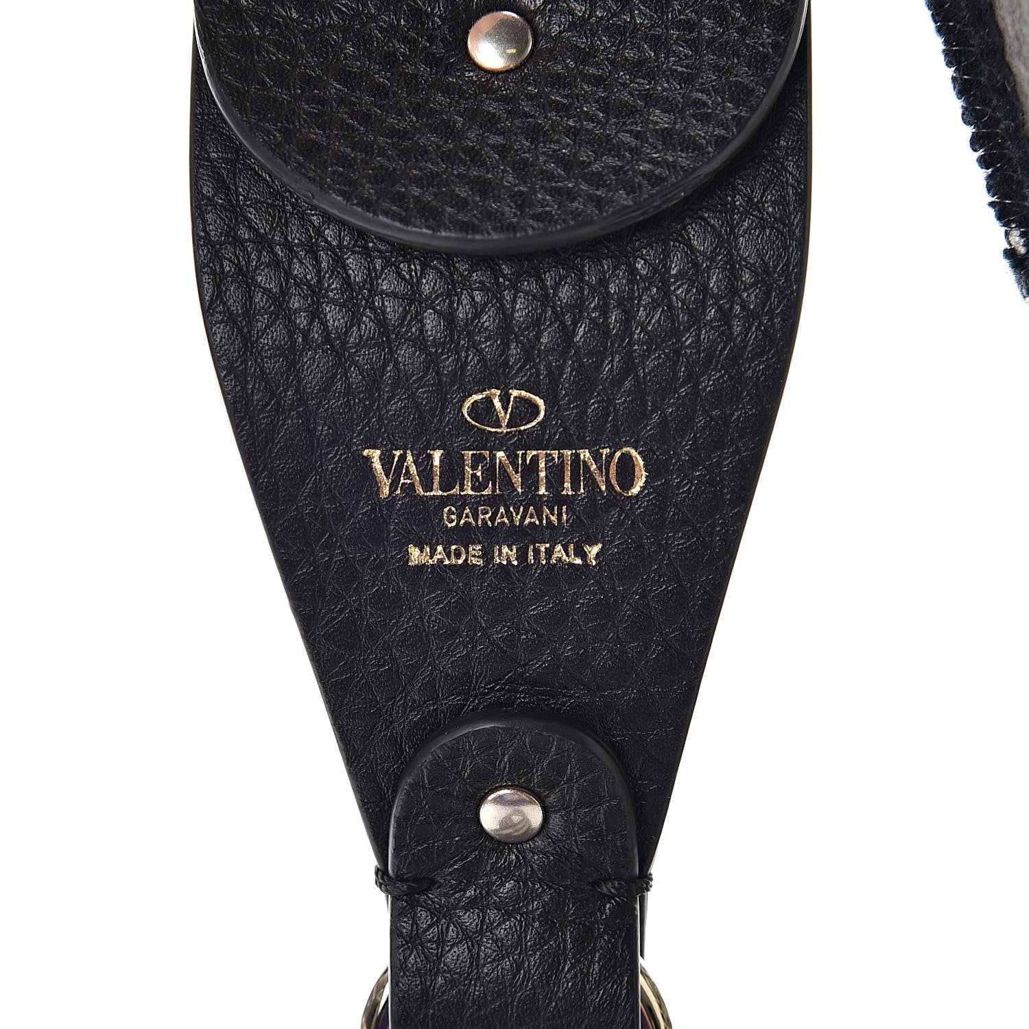 Valentino Garavani Canvas Zebra Embroidered Rockstud Guitar Strap Black White 3 of 4