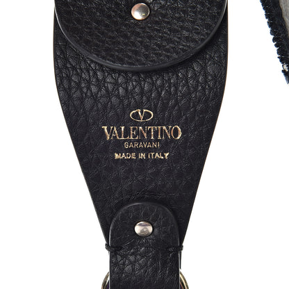 Valentino Garavani Canvas Zebra Embroidered Rockstud Guitar Strap Black White 3 of 4