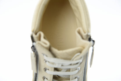 Chanel Toile Suede Calfskin CC High Top Sneakers 37 Beige White 5 of 11