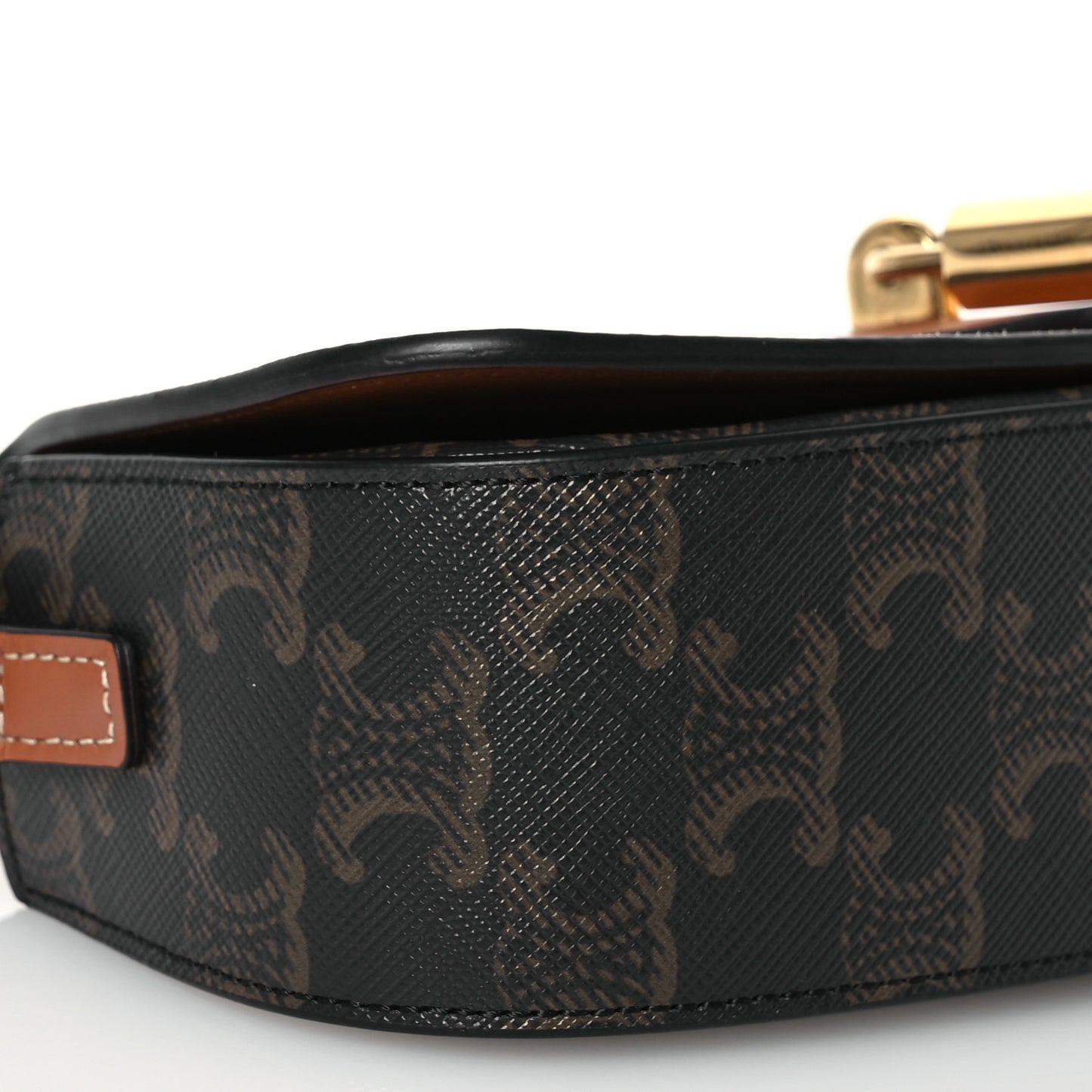 Triomphe Canvas Calfskin Tabou Clutch on Strap Tan
