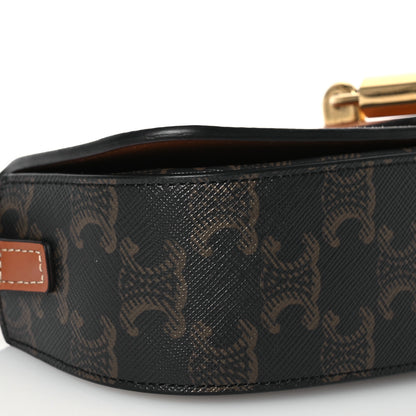 Celine Triomphe Canvas Calfskin Tabou Clutch on Strap Tan 10 of 11