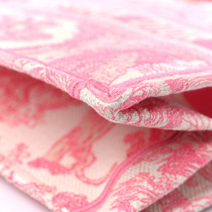 Christian Dior Canvas Embroidered Medium Dioriviera Toile De Jouy Book Tote Peony Pink 9 of 12