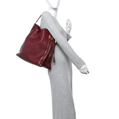 Tom Ford Pebbled Calfskin Large Alix Padlock Zip Hobo Bag Cabernet 2 of 11