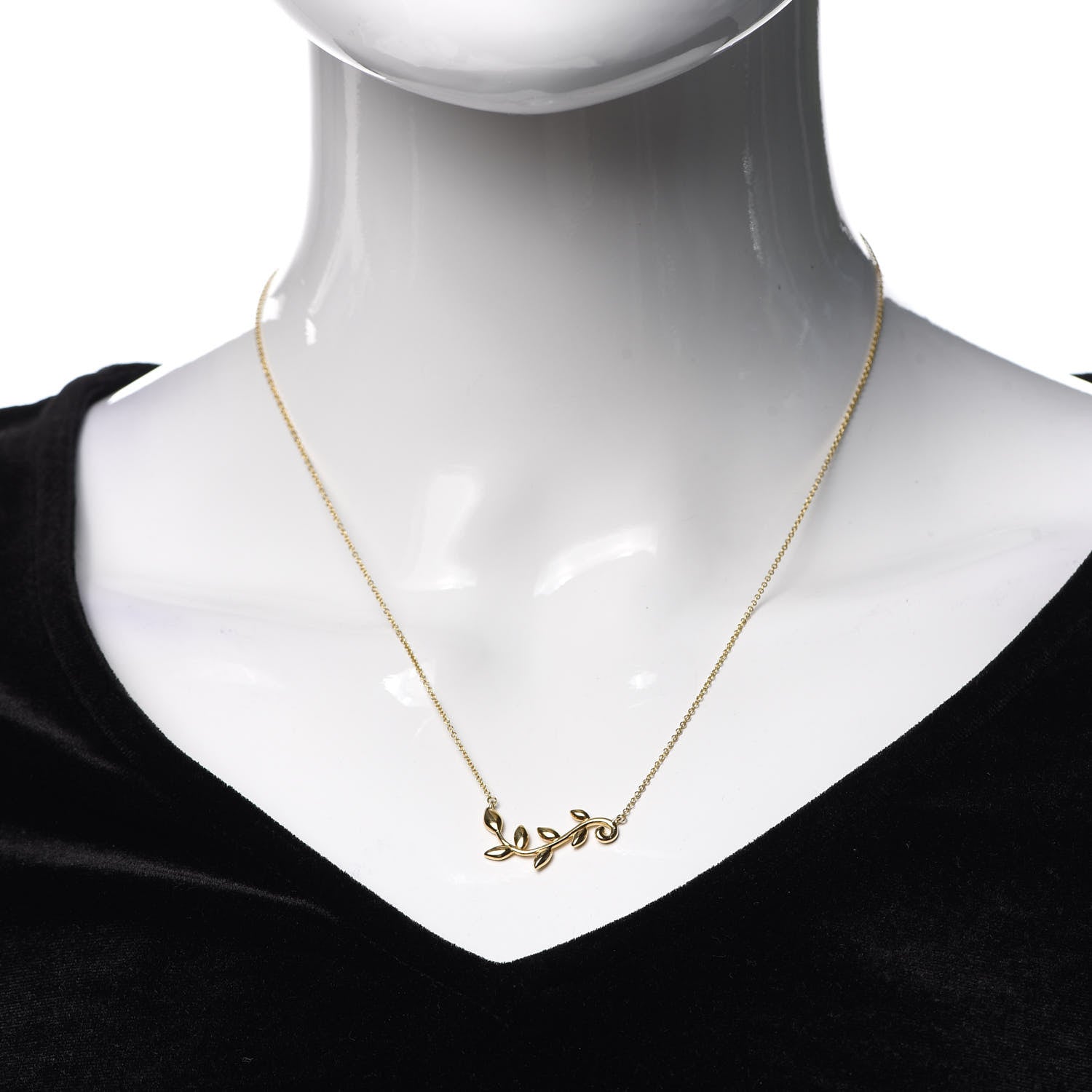 Tiffany 18K Yellow Gold Paloma Picasso Olive Leaf Vine Pendant Necklace 2 of 6