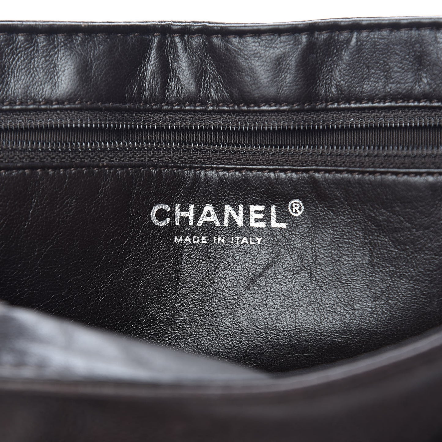 Caviar Half Moon Large Flap Dark Brown