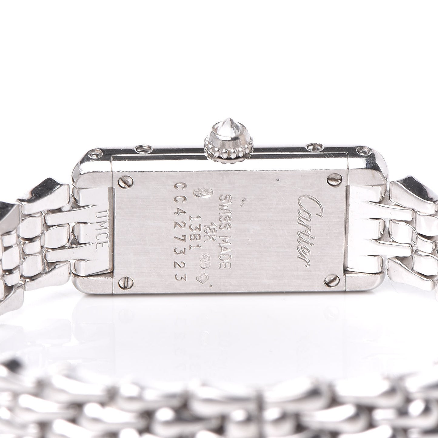 18K White Gold Diamond 14mm Mini Tank Louis Quartz Watch