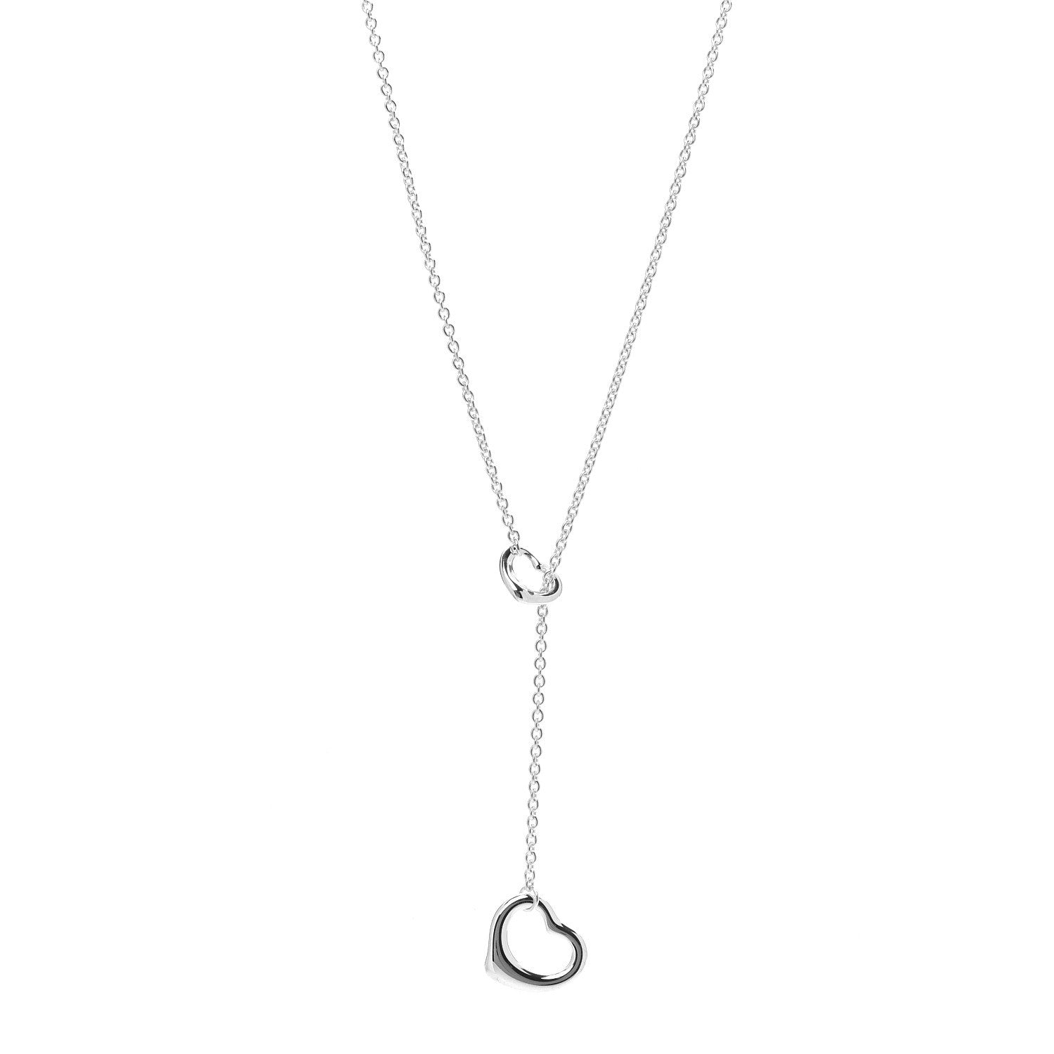Tiffany Sterling Silver Elsa Peretti Open Heart Lariat Necklace 1 of 7
