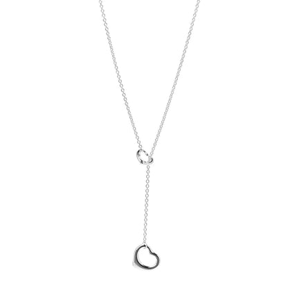 Tiffany Sterling Silver Elsa Peretti Open Heart Lariat Necklace 1 of 7