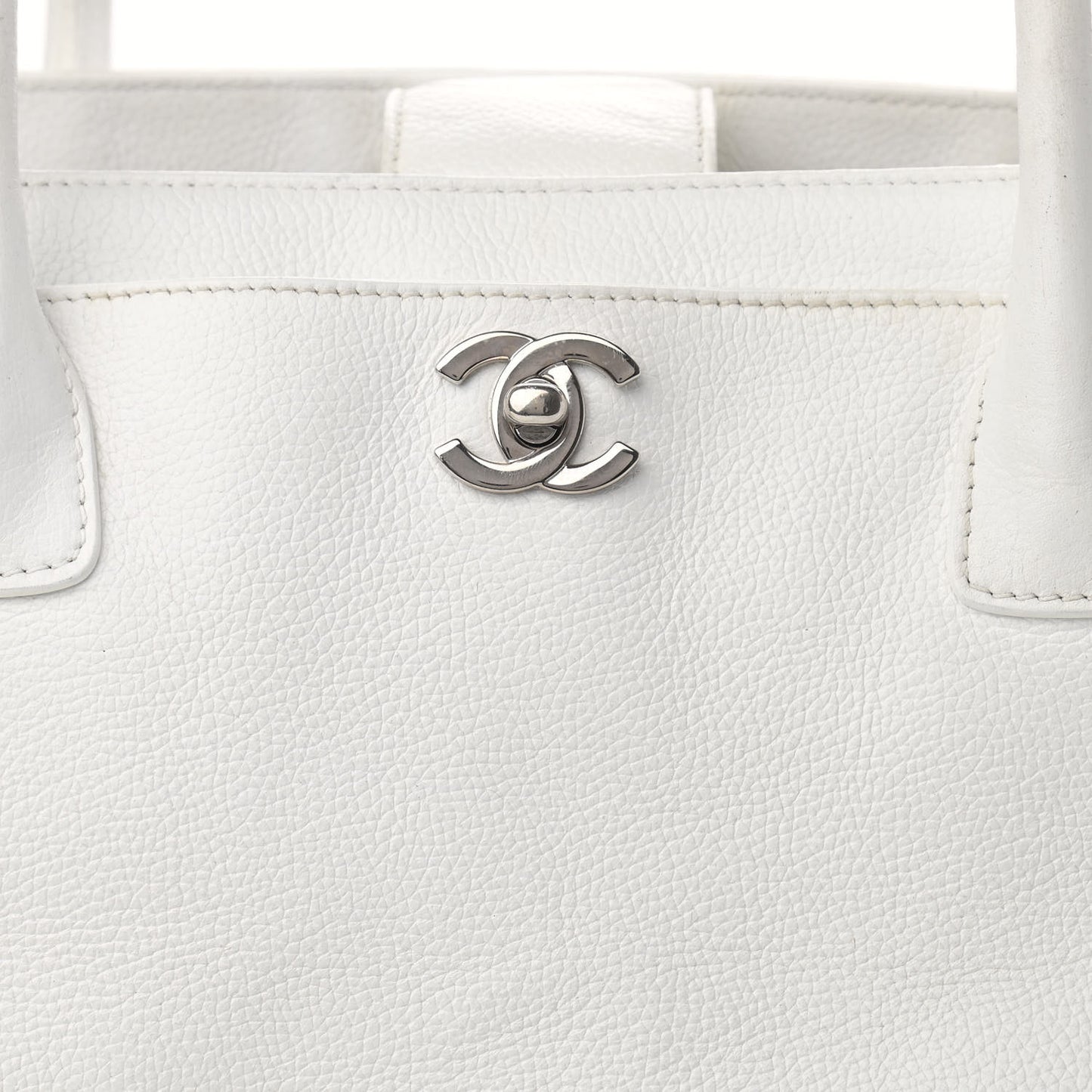 Calfskin Cerf Executive Shopper Tote White