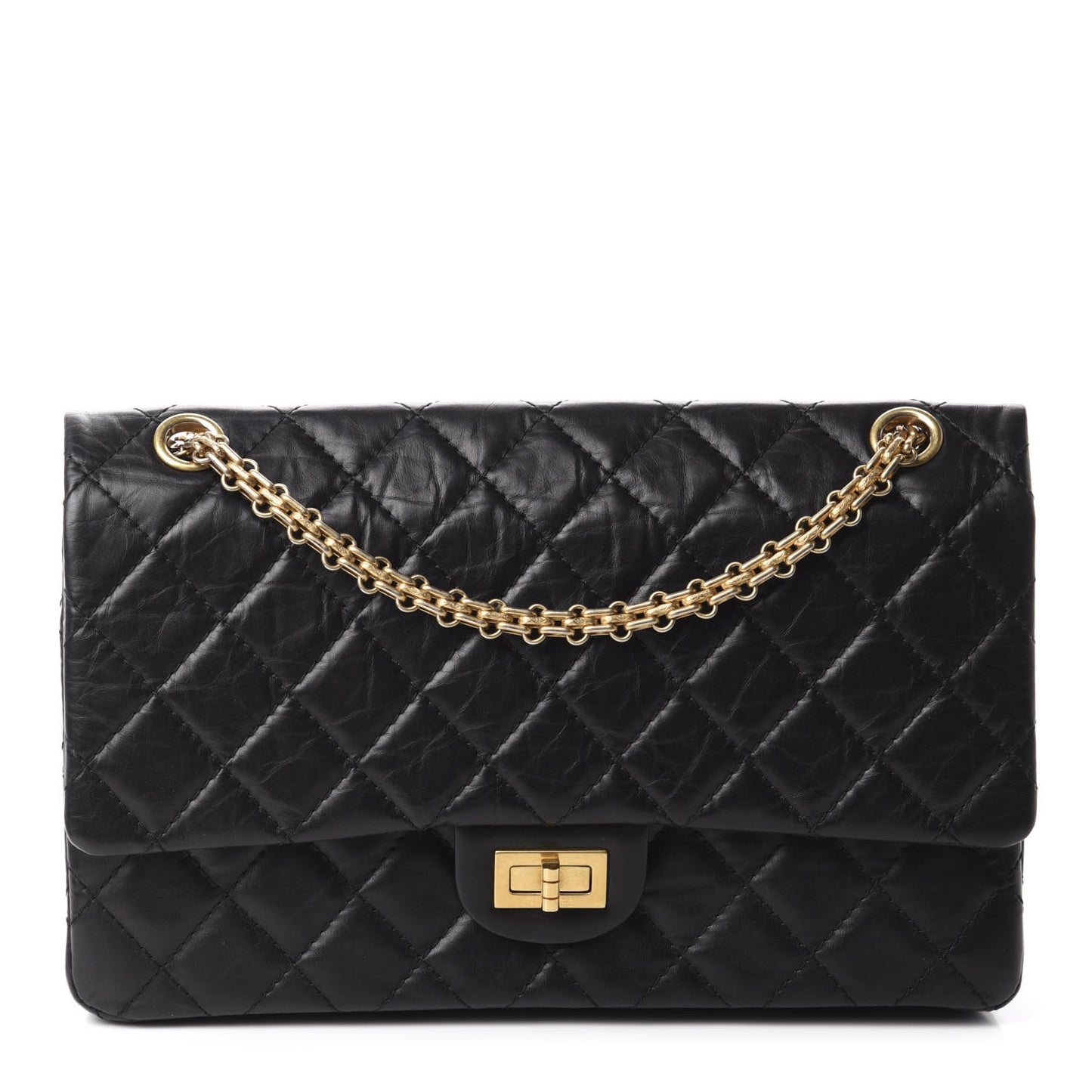 Aged Calfskin Quilted 2.55 Reissue 226 Flap Black