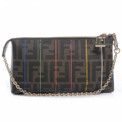 Fendi Zucca Spalmati Striped Pochette Tobacco Multicolor 1 of 10