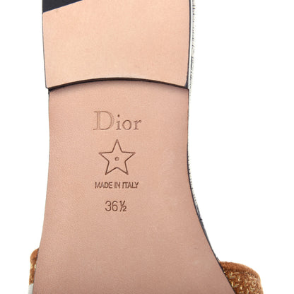 Christian Dior Canvas Lurex Baobab Embroidered Dway Flat Slide Sandals 36.5 Beige 9 of 11