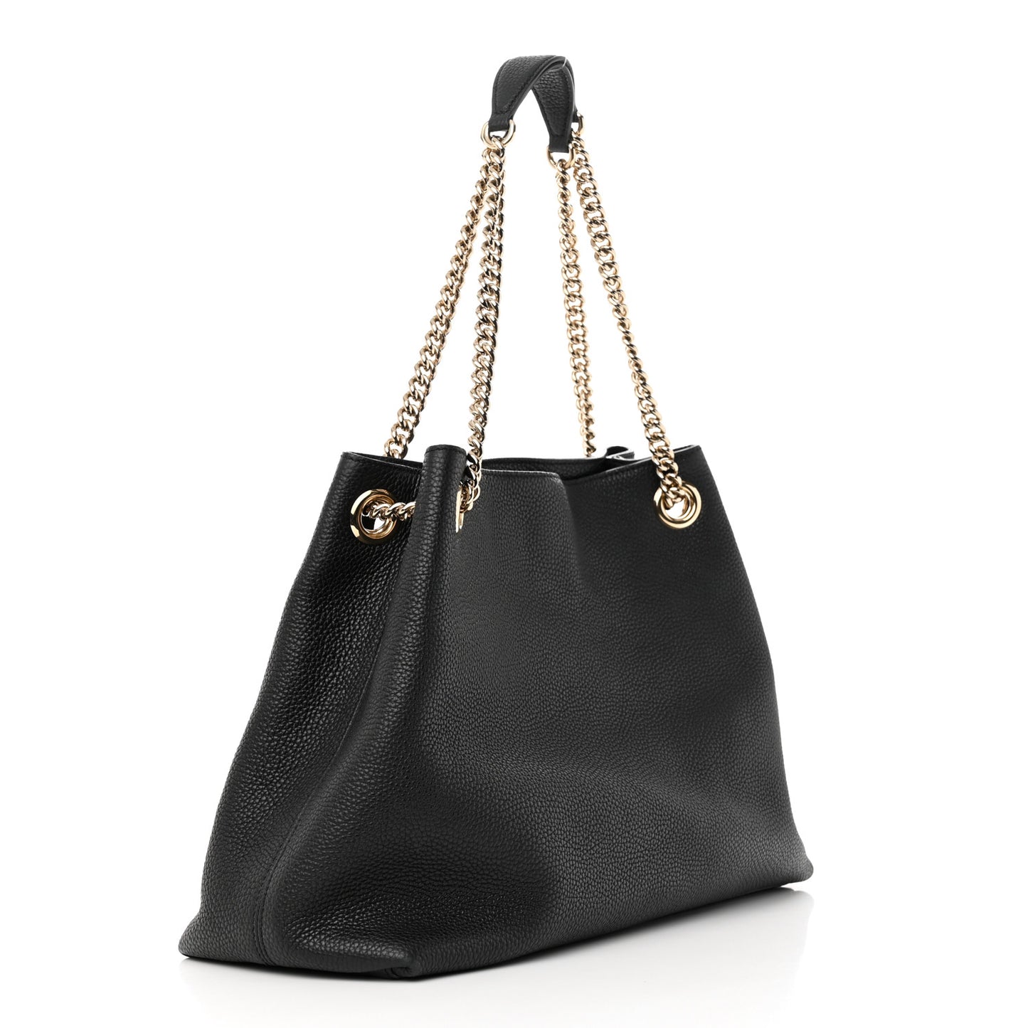 Pebbled Calfskin Medium Soho Chain Shoulder Bag Black