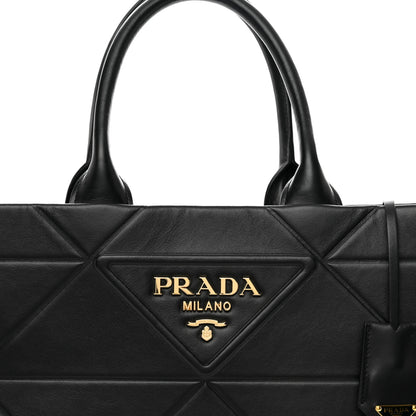 Prada Soft Calfskin Triangolo Symbole Embossed Medium Tote Black 5 of 9