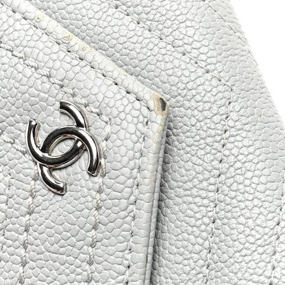 Chanel Caviar Chevron Quilted Large Gusset Flap Wallet Grey 8 of 9