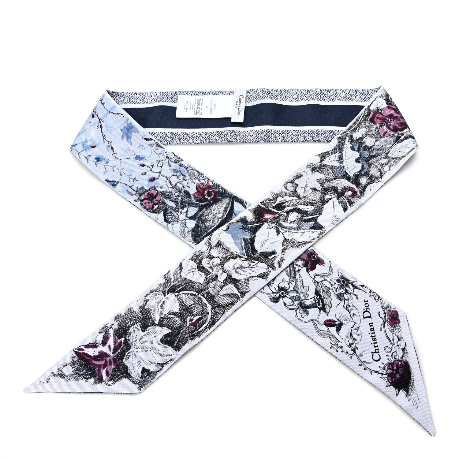 Christian Dior Silk Butterflies Around the World Mitzah Scarf Blue 1 of 3