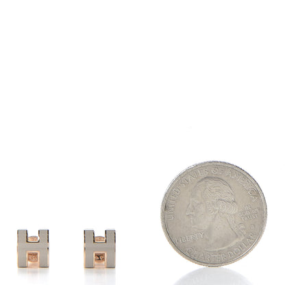 Hermes Rose Gold Lacquered Pop H Earrings Marron Glace 2 of 4