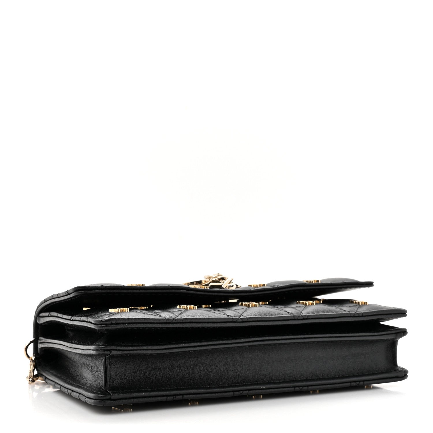 Christian Dior Lambskin Cannage Butterfly Studs Miss Dior Pouch Black 4 of 14