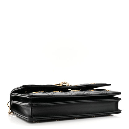 Christian Dior Lambskin Cannage Butterfly Studs Miss Dior Pouch Black 4 of 14