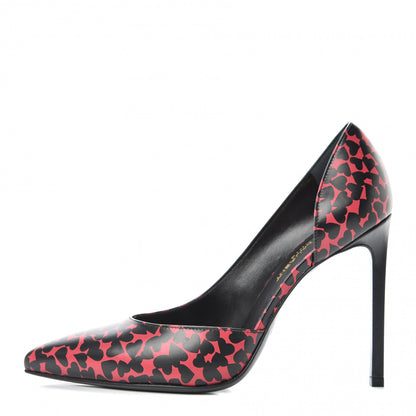 Saint Laurent Calfskin Heart Print D'Orsay Paris 105 Pumps 37.5 Pink 1 of 9