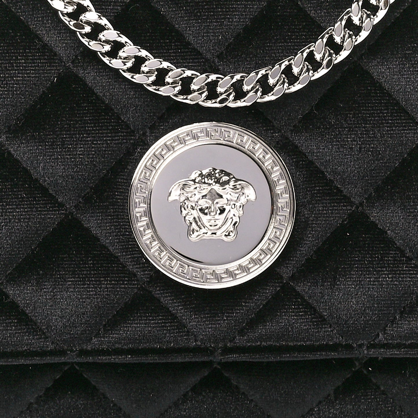 Velvet Quilted Icon Crossbody Bag Black